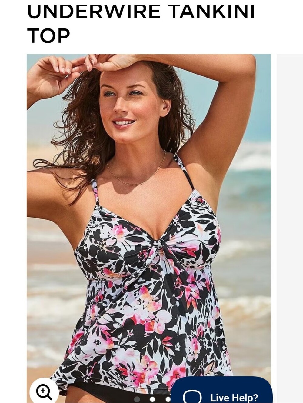Swimsuits For All Black & Pink Floral Underwire Tankini. Brand New, Never Worn.